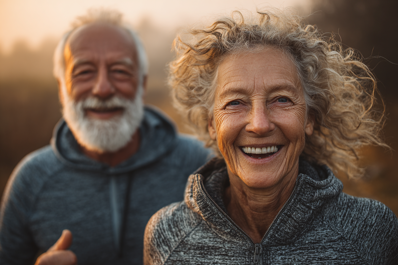 Старші люди займаються фітнесом у парку